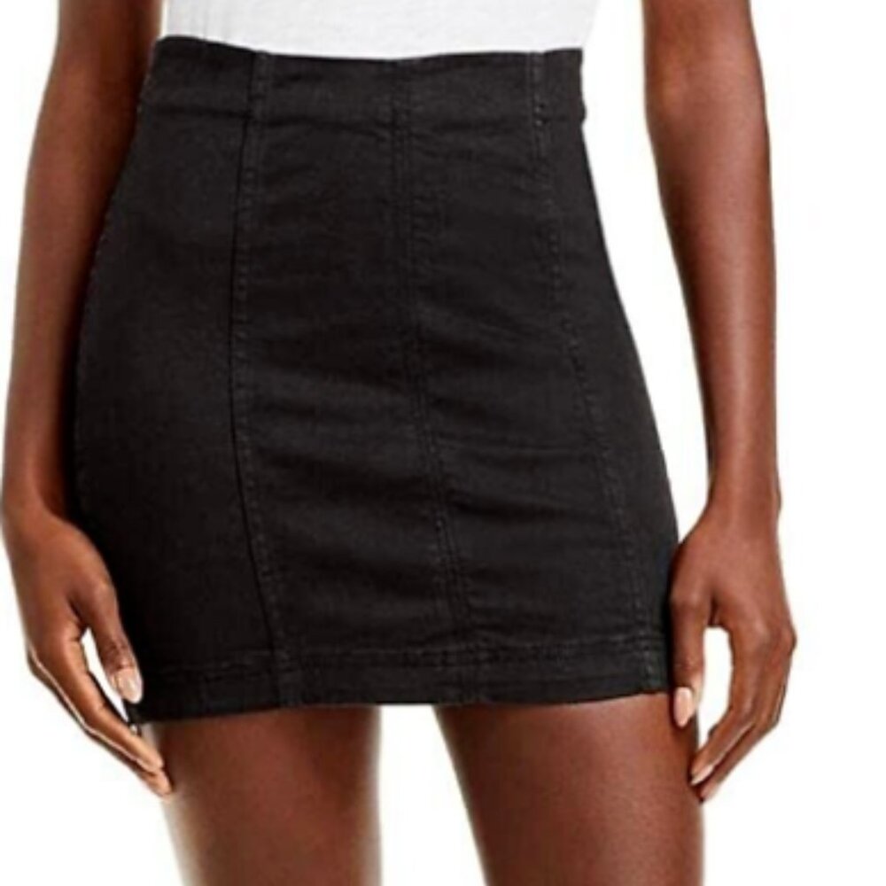 Free People Modern Femme Denim Mini Skirt in Black Size 4